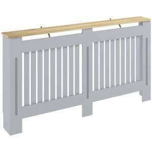HOMCOM Slatted Radiator Cover, Painted Cabinet with Line Grill Design, 152L × 19W × 81H cm, Grey