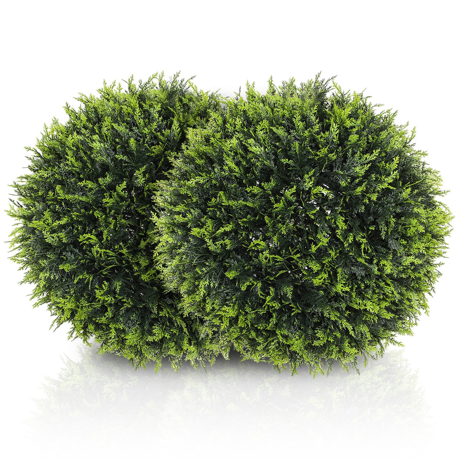 HOMCOM Set of 2 Artificial Plant Topiary Balls, UV-Protected Fake Decorative Plants, Faux Home Indoor Outdoor Decor, 45cm, Green