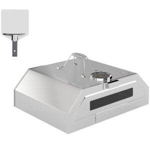Outsunny 8 in Portable Stainless Steel BBQ Grill Top Pizza Oven with Built-in Thermometer and Viewing Window for Gas and Charcoal BBQ Grills, Includes Carry Handles, Pizza Stone and Peel, Silver Tone