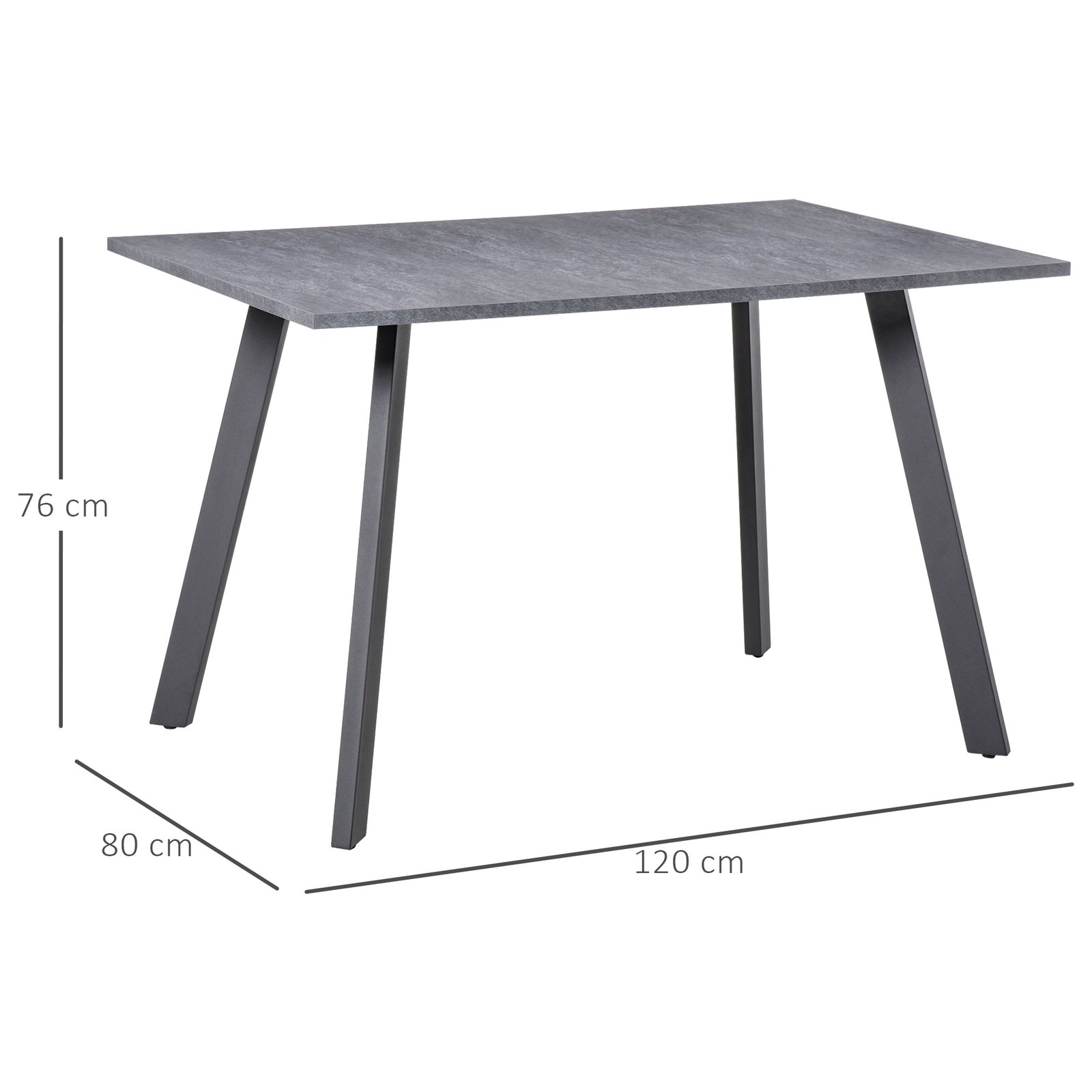 HOMCOM Dining Table, Contemporary Rectangle Kitchen Table with Metal Legs and Spacious Tabletop for Dining Room, Living Room, Dark Grey - Image 3