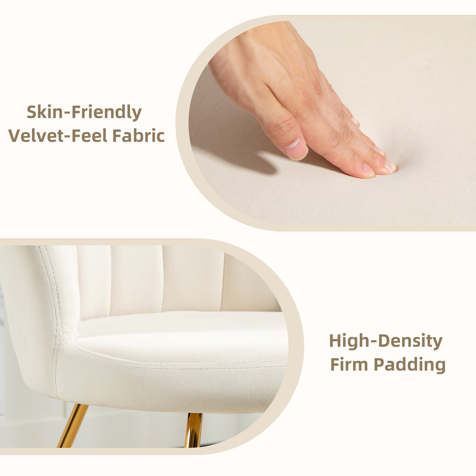 HOMCOM Velvet-Feel Lotus Petal Accent Chair - Cream - Image 5