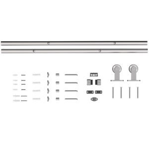 HOMCOM Sliding Door Hardware Kit Smooth Quiet 304 Stainless Steel for 180cm Track Sliver Tone