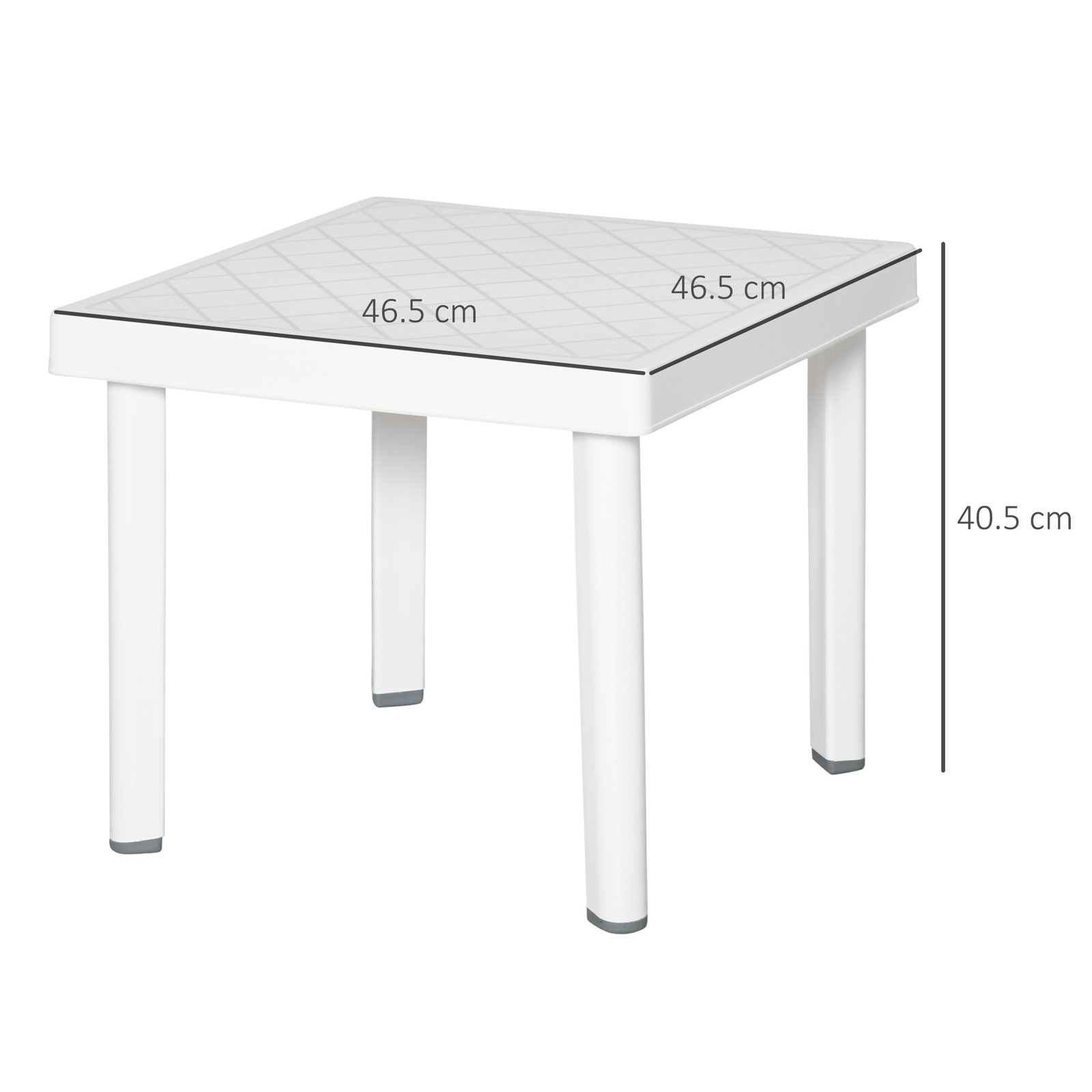Outsunny Garden Side Table Plastic Outdoor Square Coffee End Table for Drink Snack, White - Image 3
