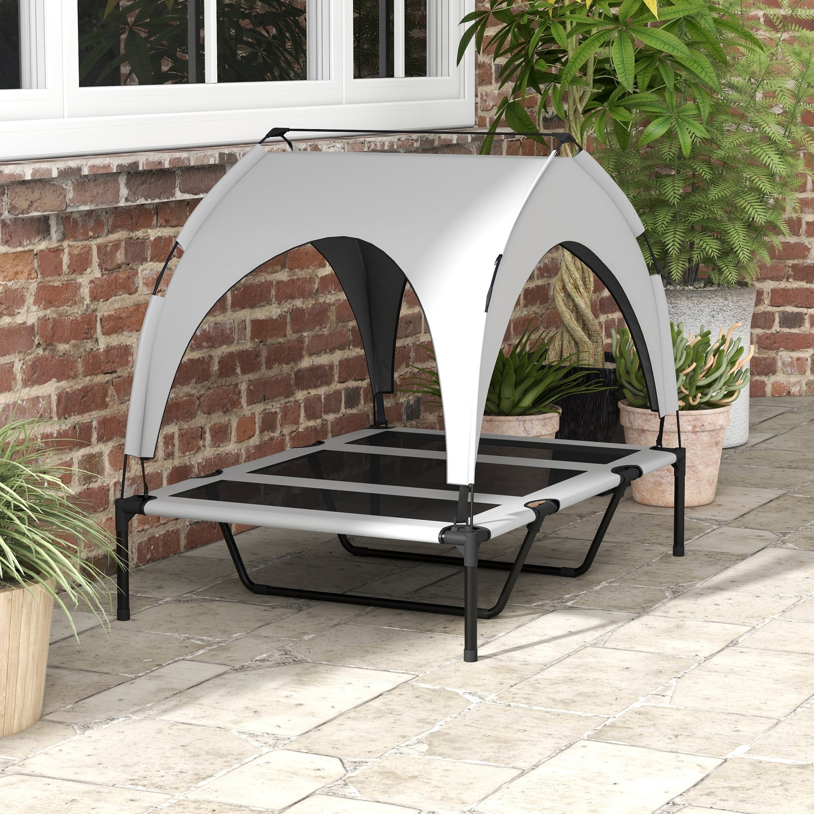 PawHut Cooling Raised Pet Bed w/ Washable Breathable Mesh, for Large Dogs, 106 x 76 x 94cm - Light Grey - Image 9