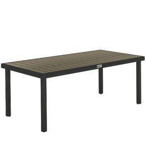 Outsunny Aluminium Outdoor Garden Dining Table for 8 People, Faux Wood Top, for Garden, Patio, 190 x 90 x 74cm, Brown