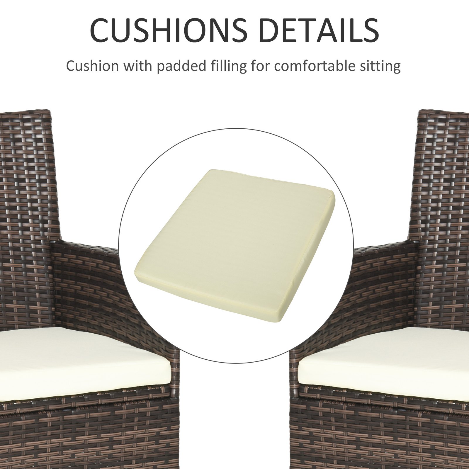 Outsunny 4 PC Rattan Chair Set, Patio Sofa Chairs Set, Cushioned Outdoor Rattan Furniture - Image 6