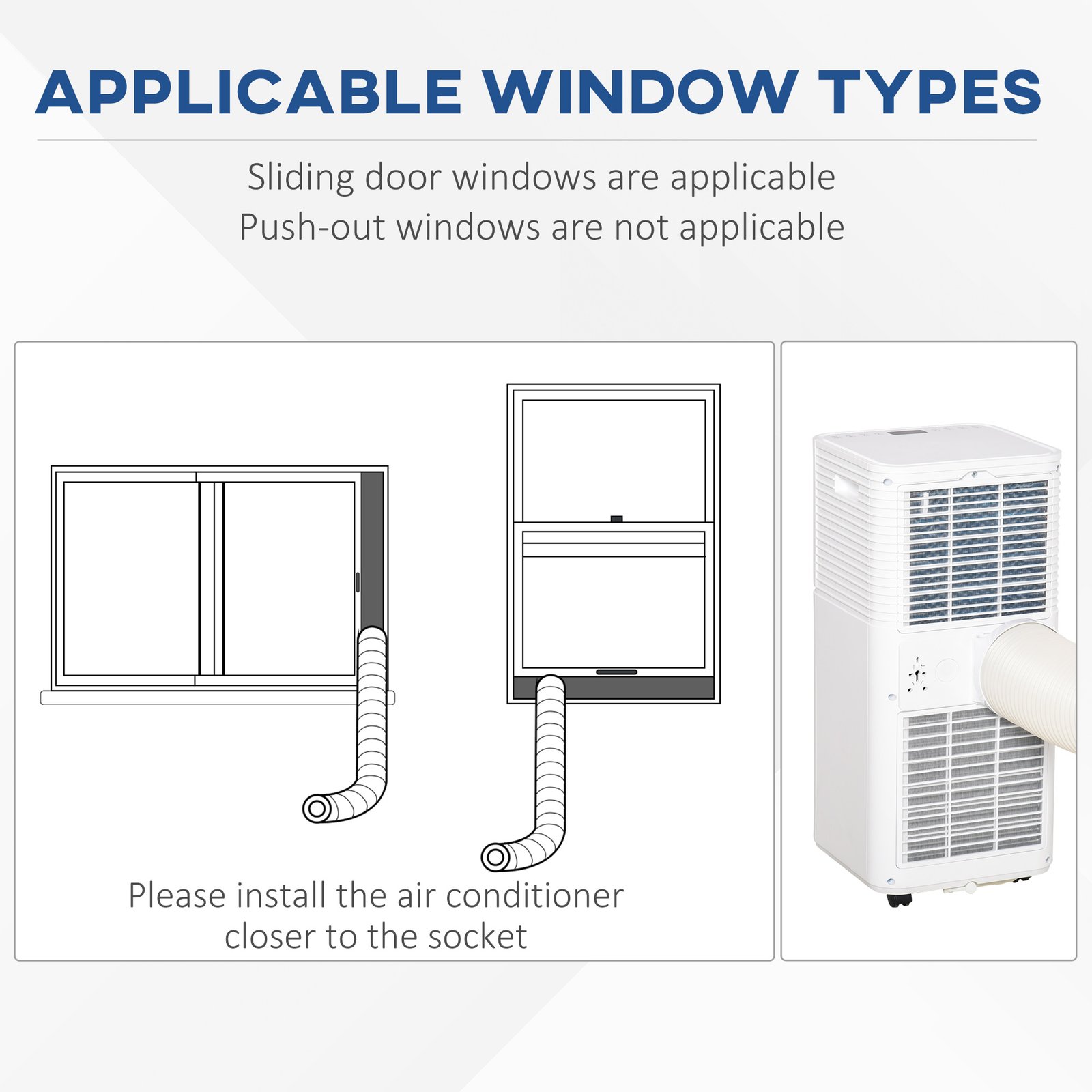 HOMCOM 7000 BTU Portable Air Conditioner for Cooling Dehumidifier Fan, Air Conditioning Unit for Room up to 26m², with Remote, 24H Timer, Window Mount Kit, R290, A Energy Efficiency, 785W - Image 8