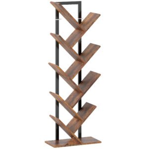 HOMCOM Eight-Section Tree Bookcase - Wood-Effect