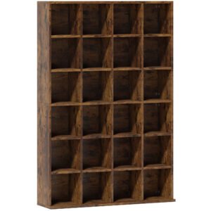 HOMCOM CD Storage Unit with Adjustable Shelves, 89 x 130.5 cm, Rustic Brown