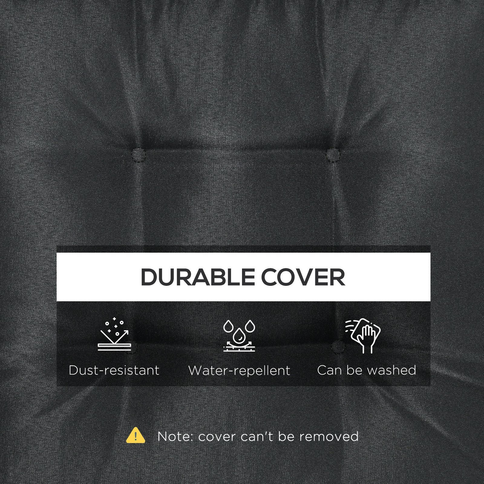 Outsunny Set of 4 Garden Seat Cushion with Ties, 42 x 42cm Replacement Dining Chair Seat Pad, Black - Image 5