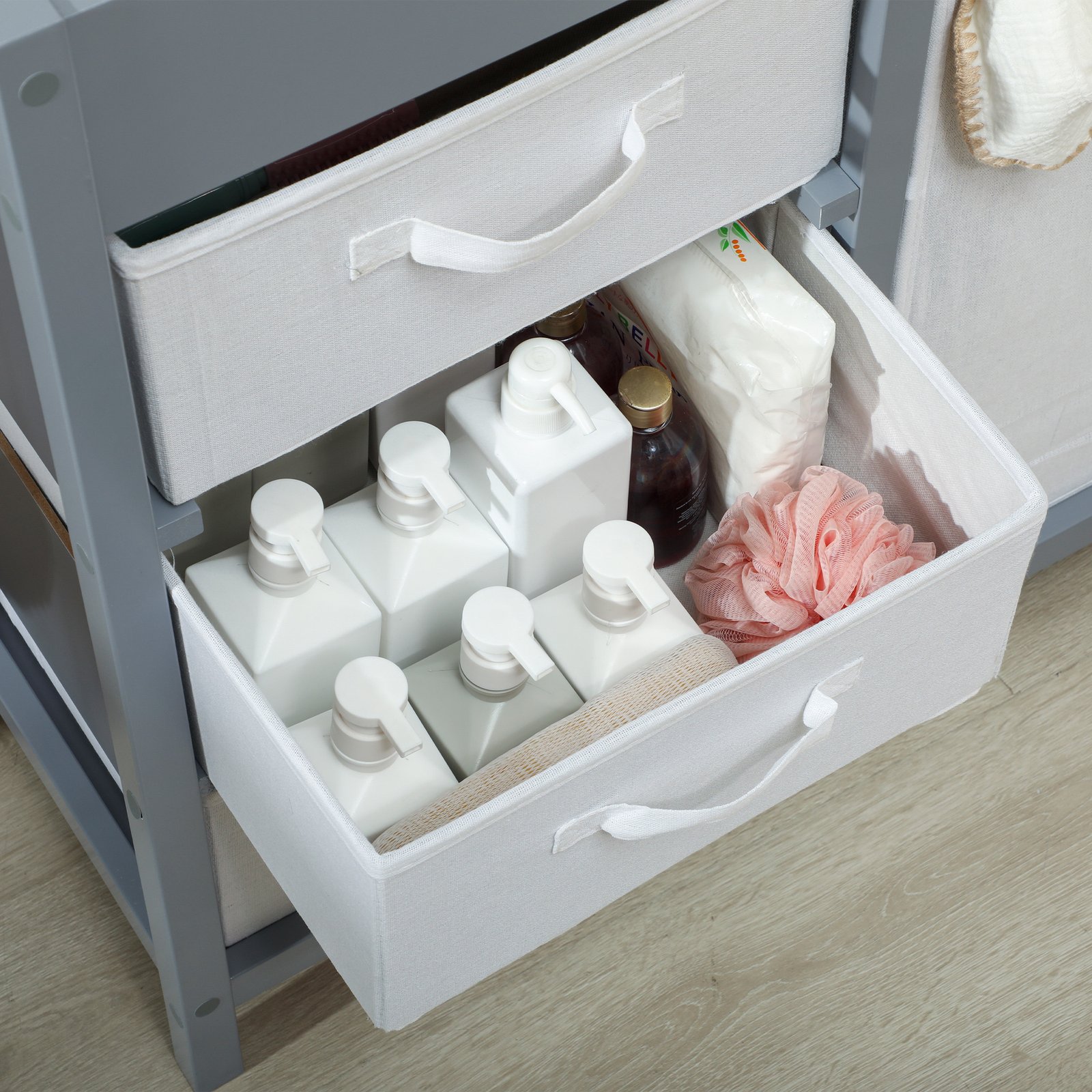 AIYAPLAY Baby Changing Unit with 4 Storage Drawers, Mat for Bedroom Nursery, 84 x 84.5 cm, Grey - Image 8