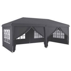 Outsunny Outsunny 3 x 6 m Garden Pop Up Gazebo, Wedding Party Tent Marquee, Water Resistant Awning Canopy with Sidewalls, Windows, Carry Bag, Grey