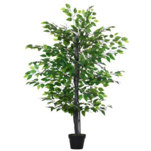 Outsunny Artificial Tree White Rose Floral in Pot, Fake Plant for Home Indoor Decor, 90cm, Purple
