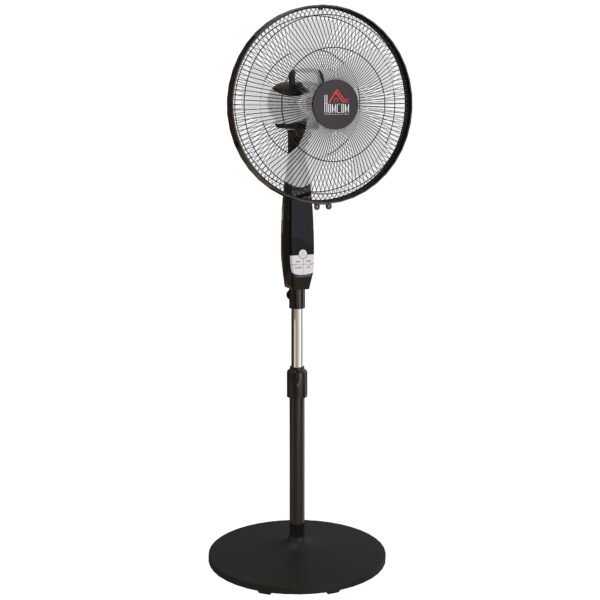 HOMCOM 40 cm Pedestal Standing Floor Fan, Oscillation Cooling Fan with Remote Control, Black