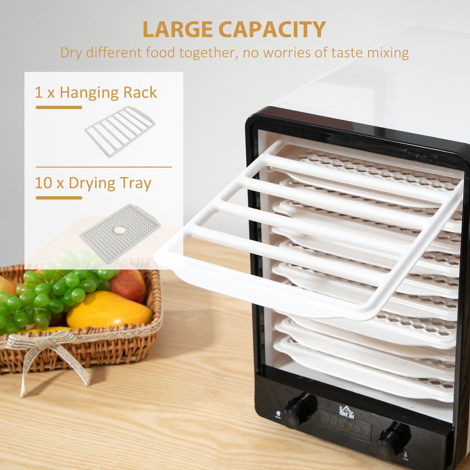 HOMCOM 11-Tray Food Dehydrator, 40-70? Temperature and Timer - Image 5