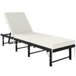 Outsunny Single Folding Rattan Sun Lounger, with Cushion – Black Outsunny Single Folding Rattan Sun Lounger, with Cushion – Black