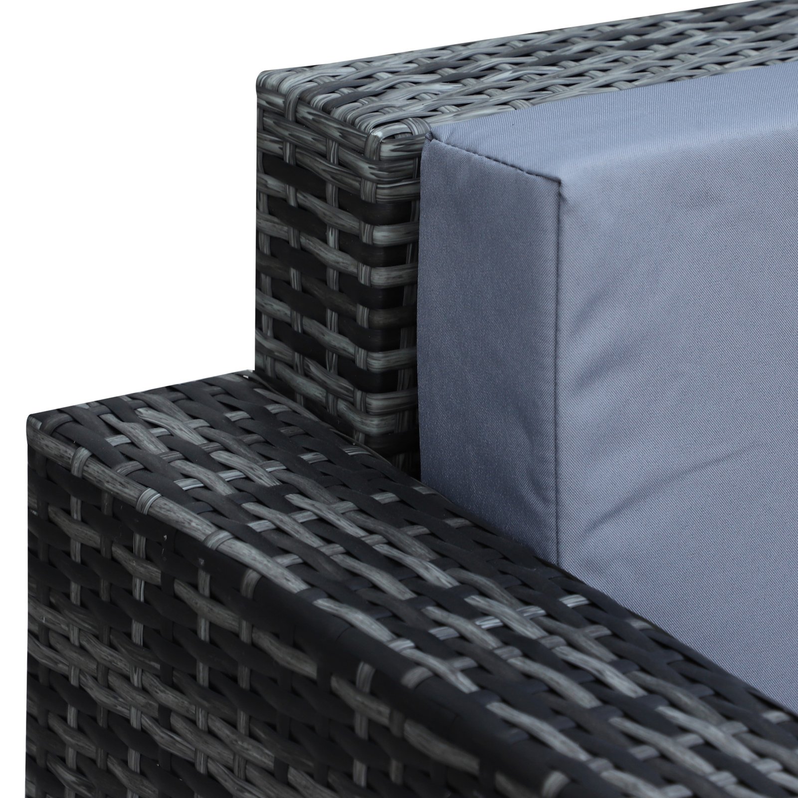 Outsunny 3 Seater All Weather Outdoor Sofa, Garden Rattan Sofa with Cushions and Mental Frame, Grey - Image 8