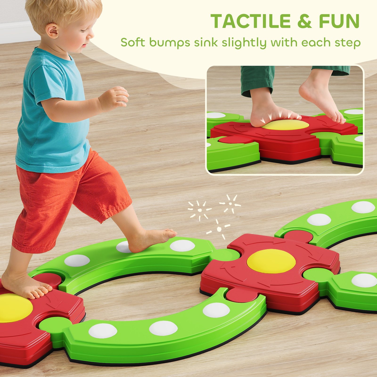 AIYAPLAY 13 PCS Kids Balance Beam Stepping Stones Set with Non-slip Textured Surface, Outdoor Indoor for Toddlers, Green - Image 6