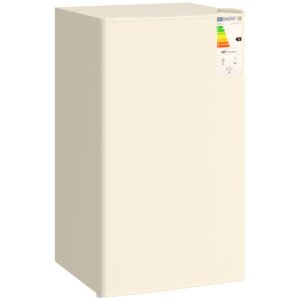 HOMCOM Under Counter Fridge, 91L Small Fridge with Chiller Box, Removable Shelf, Reversible Door, Adjustable Legs, Mini Refrigerator, Beige