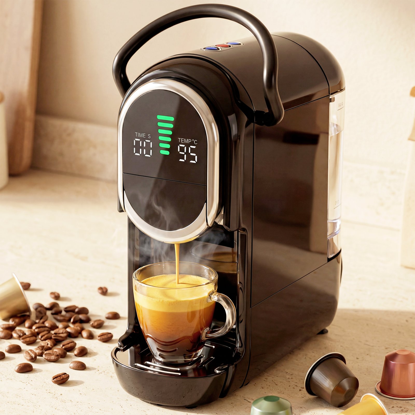 HOMCOM Pod Coffee Machine for Nespresso, Dolce Gusto Capsule & Ground Coffee, Small Semi Automatic Coffee Maker, 19 Bar, 0.6L - Image 9