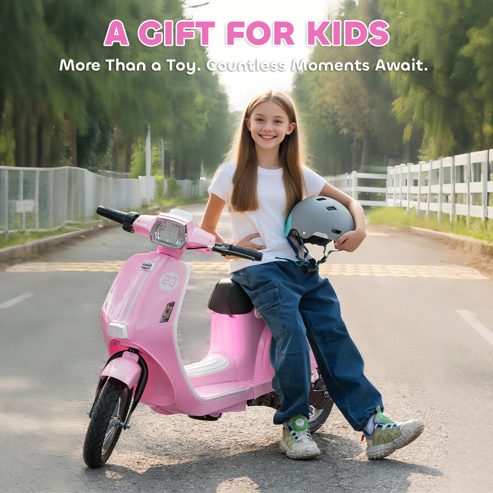 AIYAPLAY 24V Kids Electric Motorbike, Ride on Motorcycle with Manual Throttle, Brakes and LED Lights for Ages 8-12 Years, Pink - Image 7