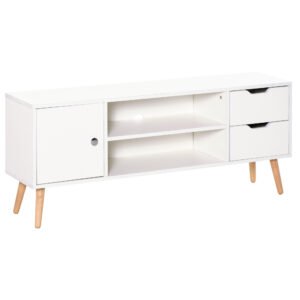 HOMCOM TV Stand for TVs up to 50", TV Console Cabinet with Open Storage Shelf and Drawers for Living Room, Entertainment Room and Bedroom, White