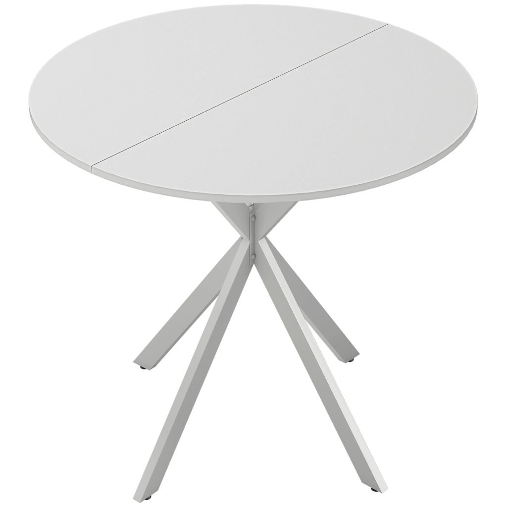 HOMCOM 80cm Industrial Round Dining Table – White