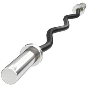 SPORTNOW 4ft Olympic EZ Curl Bar, Barbell Bar for 2" Weight Plates with Non-Slip Hand Grip 120cm