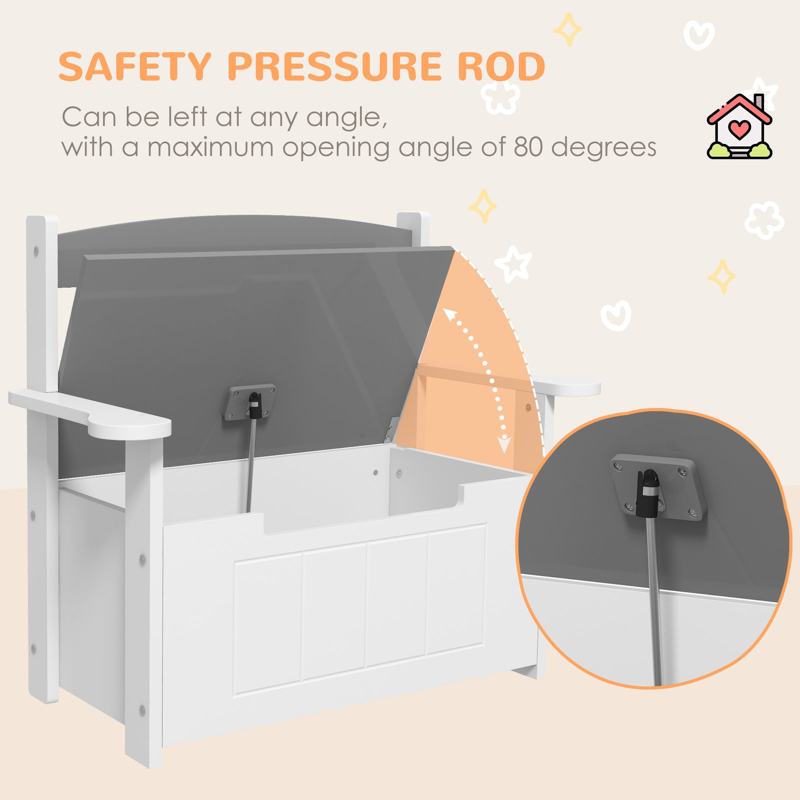 AIYAPLAY 2-in-1 Toy Box for Kids with Lid for Bedroom, Nursery, Playroom, Grey - Image 6