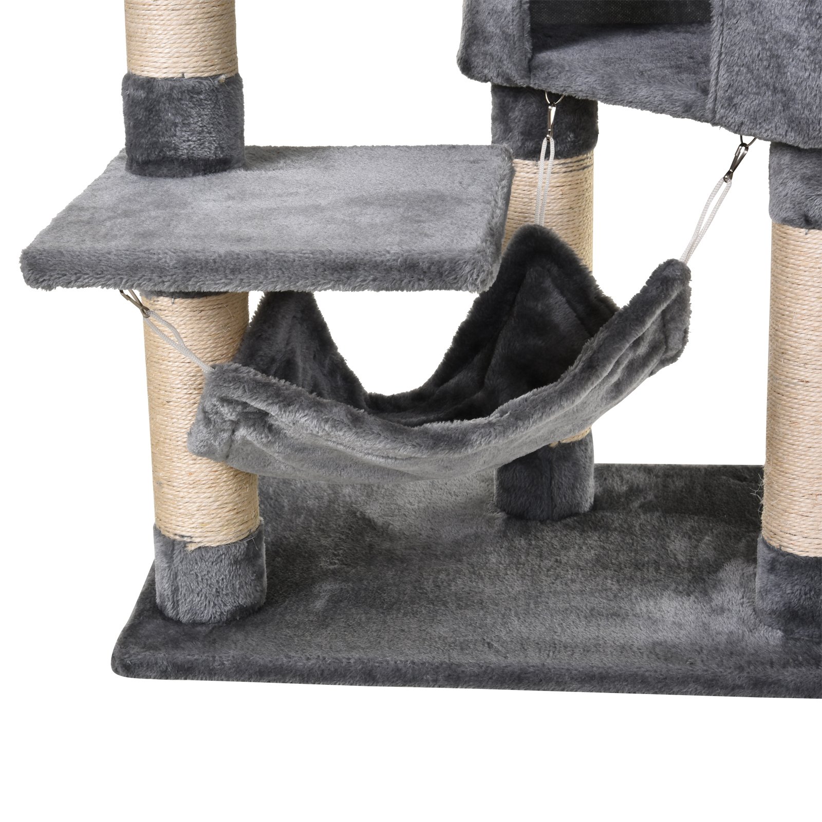 PawHut Cat Tree for Indoor Cats Condo Tower Multi-level Height 150CM Kittens Activity Stand House with Toys & Various Scratching Posts - Image 9