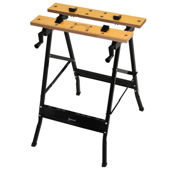 DURHAND 4-in-1 Work Bench, Folding Clamp Table w/ 4 Adjustable Clamping Pegs for DIY Home Garage, Black DURHAND 4-in-1 Work Bench, Folding Clamp Table w/ 4 Adjustable Clamping Pegs for DIY Home Garage, Black