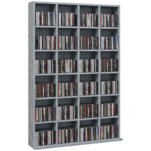 HOMCOM CD Storage Unit with Adjustable Shelves, 89 x 130.5 cm, Cement Grey