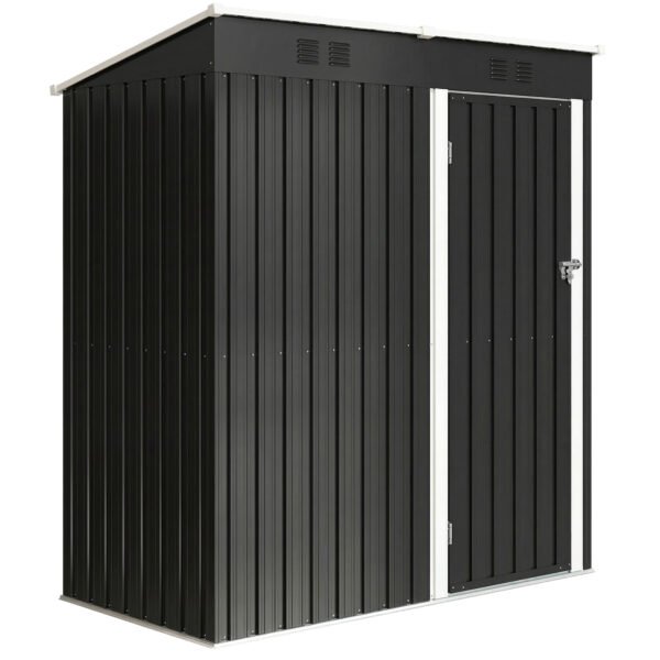 Outsunny 5 x 3 ft Lean-to Garden Shed, Outdoor Storage Shed with Lockable Door and Vents, Dark Grey Outsunny 5 x 3 ft Lean-to Garden Shed, Outdoor Storage Shed with Lockable Door and Vents, Dark Grey