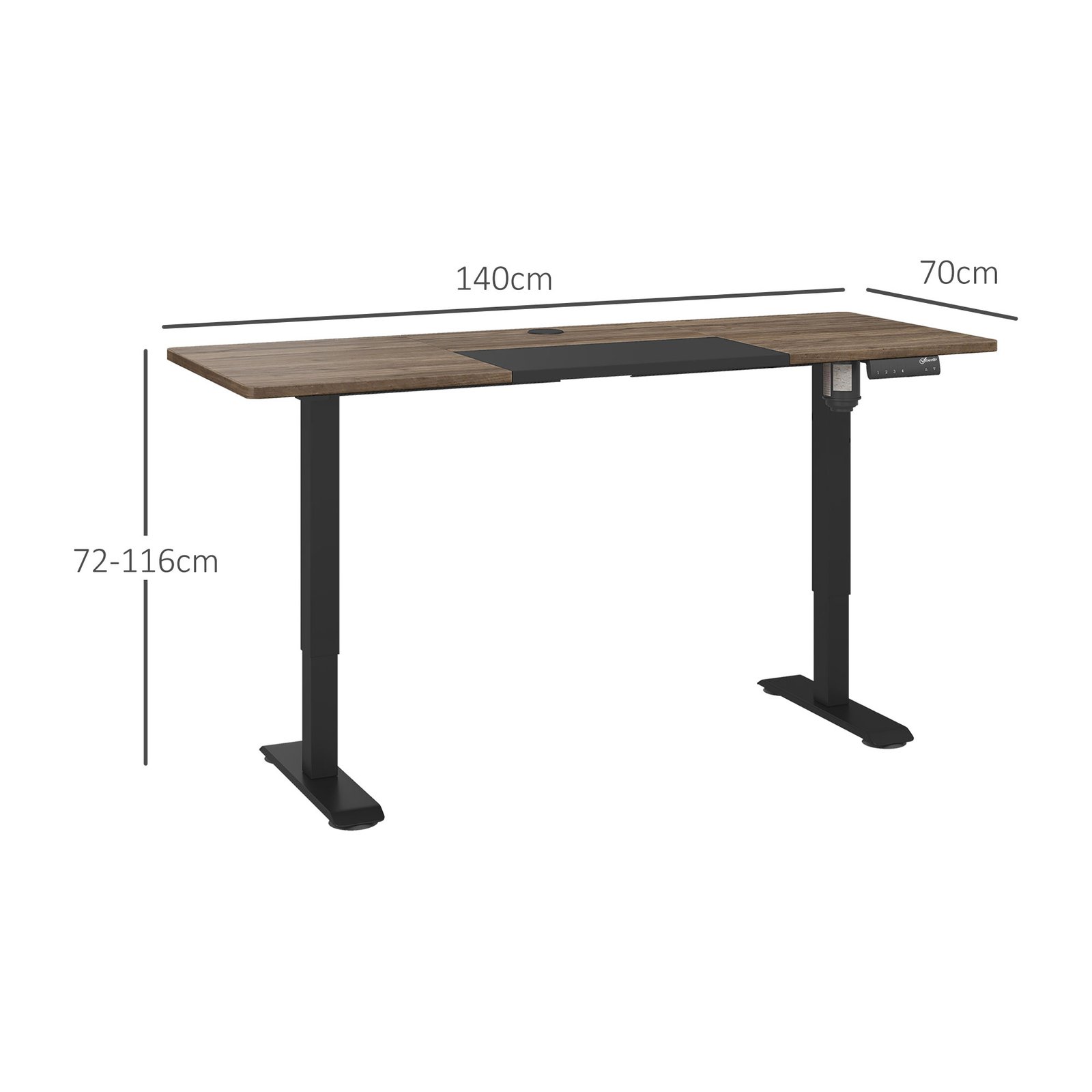 Vinsetto 72-116cm Adjustable Electric Standing Desk, with LED Display - Black - Image 3