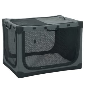 PawHut Soft Dog Crate Pet Travel Crate 90 x 64 x 64 cm with Removable Pad Mesh Window Army Green