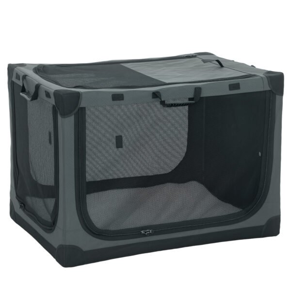 PawHut Soft Dog Crate Pet Travel Crate 90 x 64 x 64 cm with Removable Pad Mesh Window Army Green