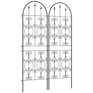 Outsunny Set of 2 Metal Garden Trellis, Decorative Trellis Panels for Climbing Outdoor Plants, Vegetables, Vines, Flowers, 150 x 50 cm, Scrollwork Design
