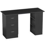 HOMCOM Computer Desk with Drawers, Home Office Desk, Writing Table, PC Workstation with 3 Storage Shelves for Working, Study, 120 x 49 x 72 cm, Black HOMCOM Computer Desk with Drawers, Home Office Desk, Writing Table, PC Workstation with 3 Storage Shelves for Working, Study, 120 x 49 x 72 cm, Black