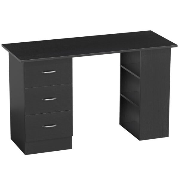 HOMCOM Computer Desk with Drawers, Home Office Desk, Writing Table, PC Workstation with 3 Storage Shelves for Working, Study, 120 x 49 x 72 cm, Black HOMCOM Computer Desk with Drawers, Home Office Desk, Writing Table, PC Workstation with 3 Storage Shelves for Working, Study, 120 x 49 x 72 cm, Black