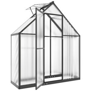 Outsunny Polycarbonate Greenhouse with Swing Door and Adjustable Window, Walk-in Greenhouse, 5.5 x 2ft, Black