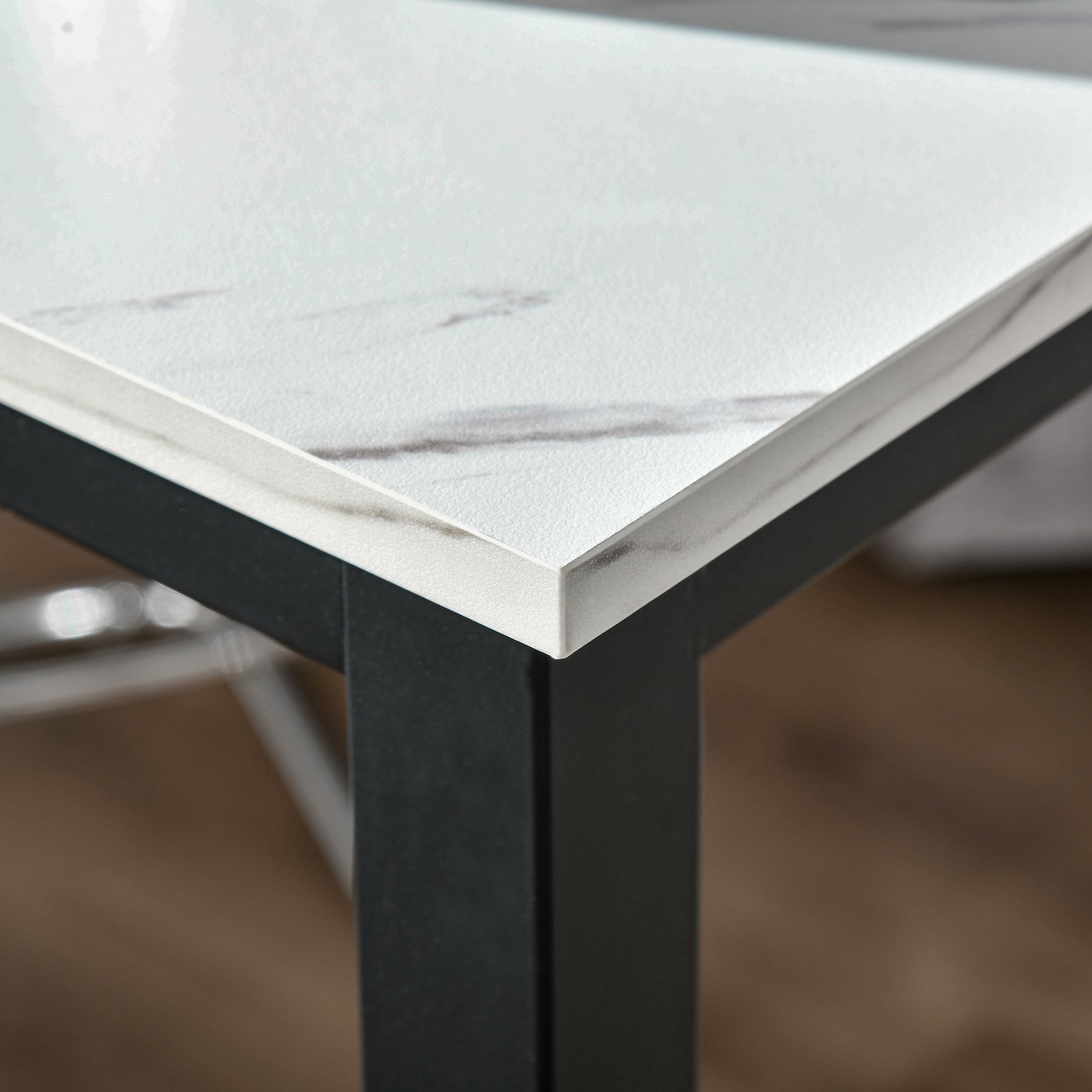 HOMCOM Rectangular Bar Table, Wood Effect Coffee Table for Small Space, Breakfast Dining, Kitchen, Industrial, White & Black - Image 9