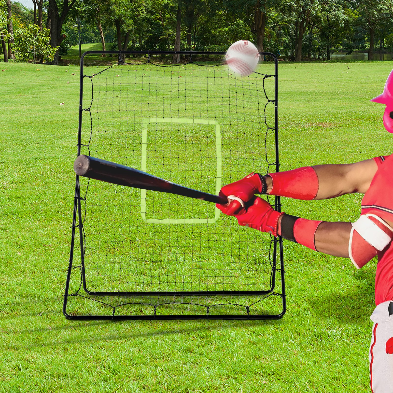 HOMCOM Baseball Rebounder Net Teens Adults Game Spot Softball Training Aid Practise Target Strike Shot Goal Play - Image 2