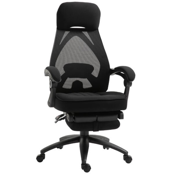 Vinsetto Office Chair with Footrest,High Back Swivel Desk Chair with Adjustable Height and Headrest for Home Office, Black Vinsetto Office Chair with Footrest,High Back Swivel Desk Chair with Adjustable Height and Headrest for Home Office, Black