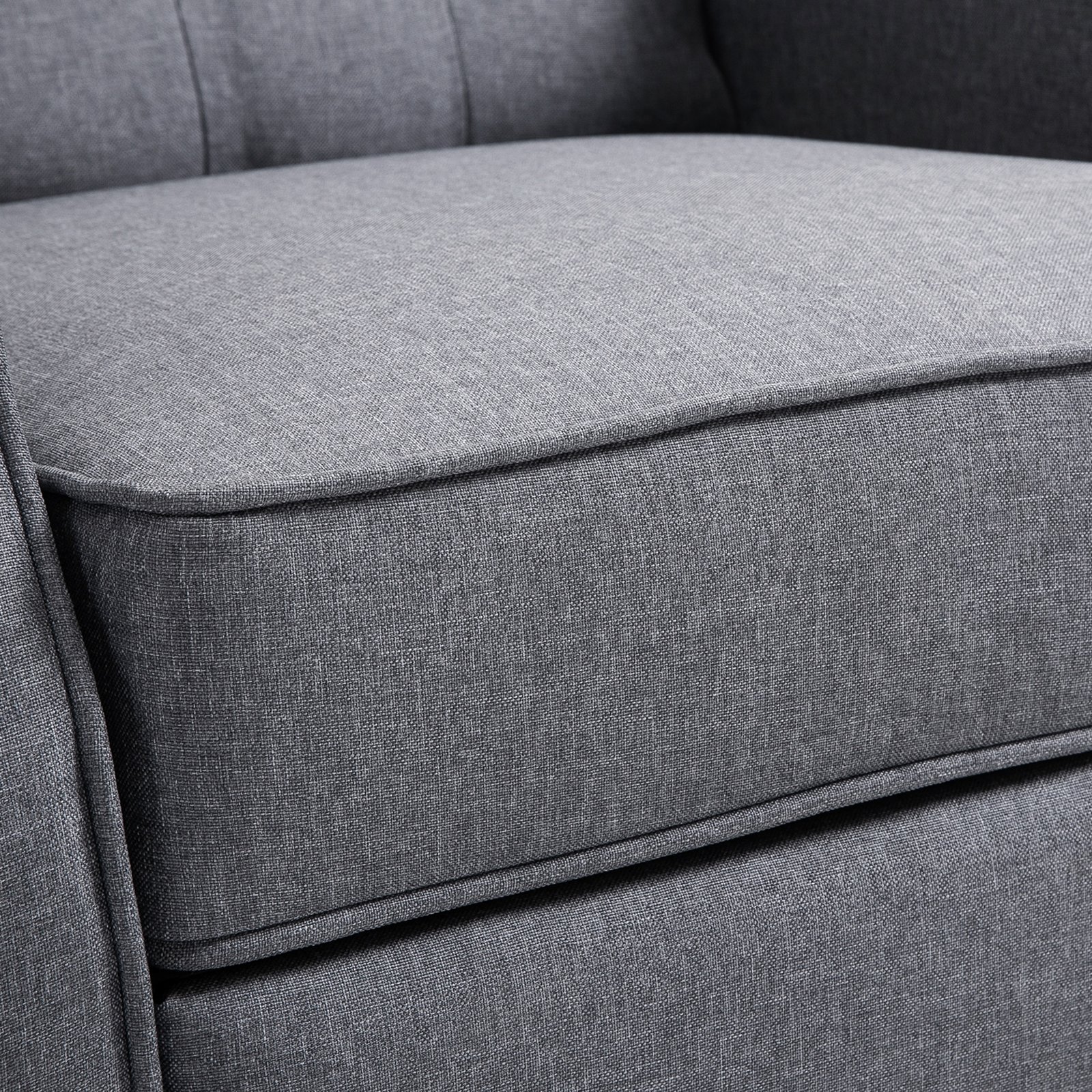 HOMCOM Recliner Armchair, Vintage Reclining Chair with Nail Head Trim, Wingback Chair with Button Tufted Back and Footrest, for Living Room, Grey - Image 7