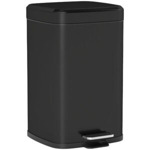 HOMCOM 20L Modern Boxy Metal Home Kitchen Bin - Black