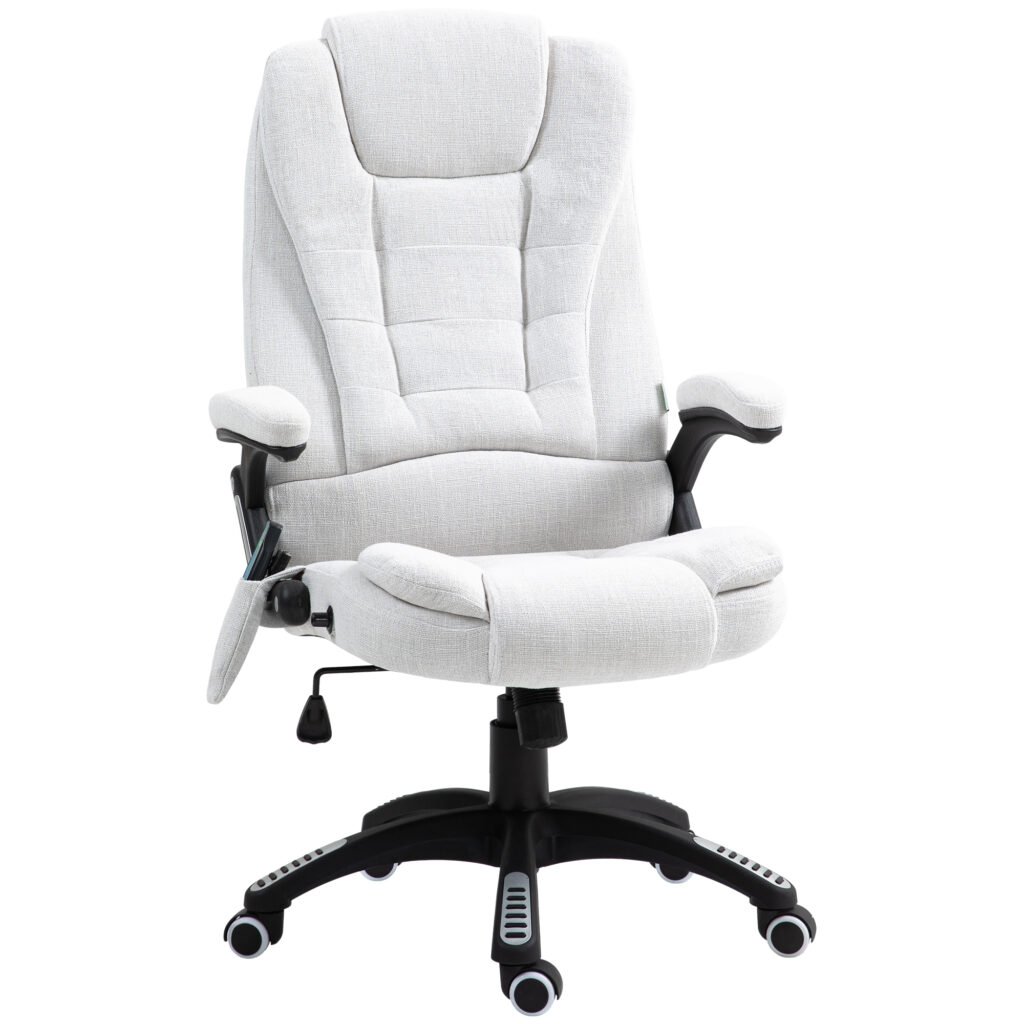Vinsetto Massage Recliner Chair Heated Office Chair with Six Massage Points Linen-Feel Fabric 360? Swivel Wheels Cream White Vinsetto Massage Recliner Chair Heated Office Chair with Six Massage Points Linen-Feel Fabric 360? Swivel Wheels Cream White