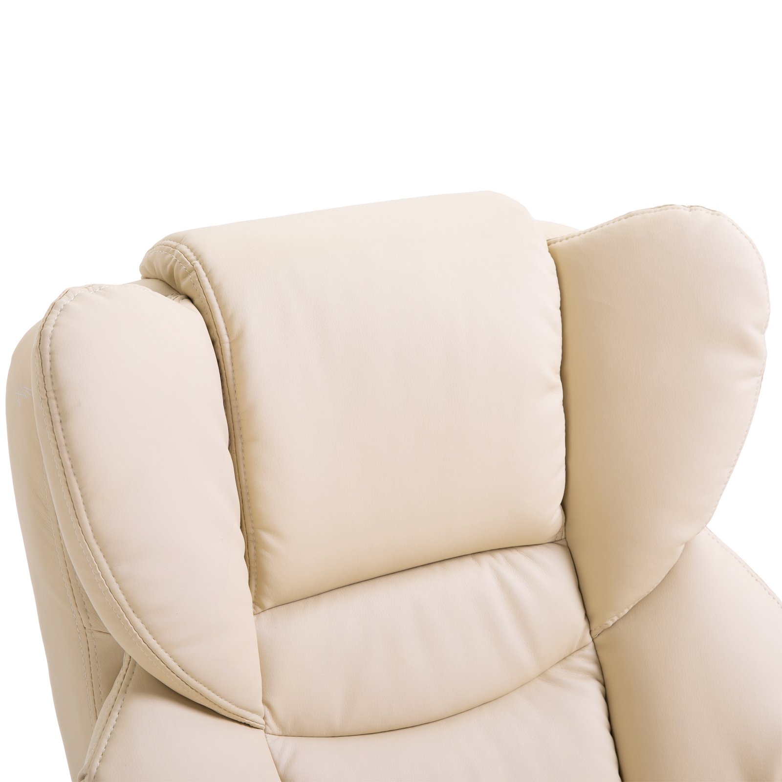 HOMCOM 360° Swivel Recliner Chair with Footstool, PU Leather Manual Recliner Armchair with Footstool, Solid Wood Base, Upholstered Reclining Chair for Living Room, Bedroom, Office, Cream - Image 7