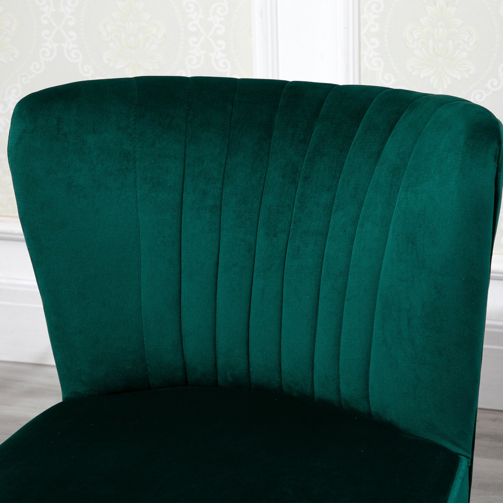 HOMCOM Modern Accent Chair, Fabric Living Room Chair with Rubber Wood Legs and Thick Padding, Green - Image 7