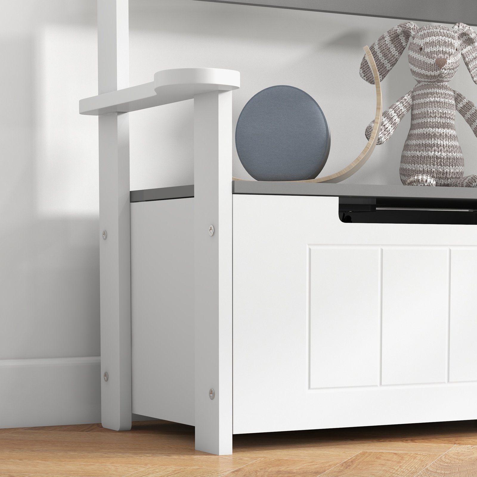 AIYAPLAY 2-in-1 Toy Box for Kids with Lid for Bedroom, Nursery, Playroom, Grey - Image 9