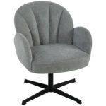 HOMCOM Swivel Accent Chair, Shell-Shaped Armchair with Spring Cushion, Metal Base, Grey HOMCOM Swivel Accent Chair, Shell-Shaped Armchair with Spring Cushion, Metal Base, Grey